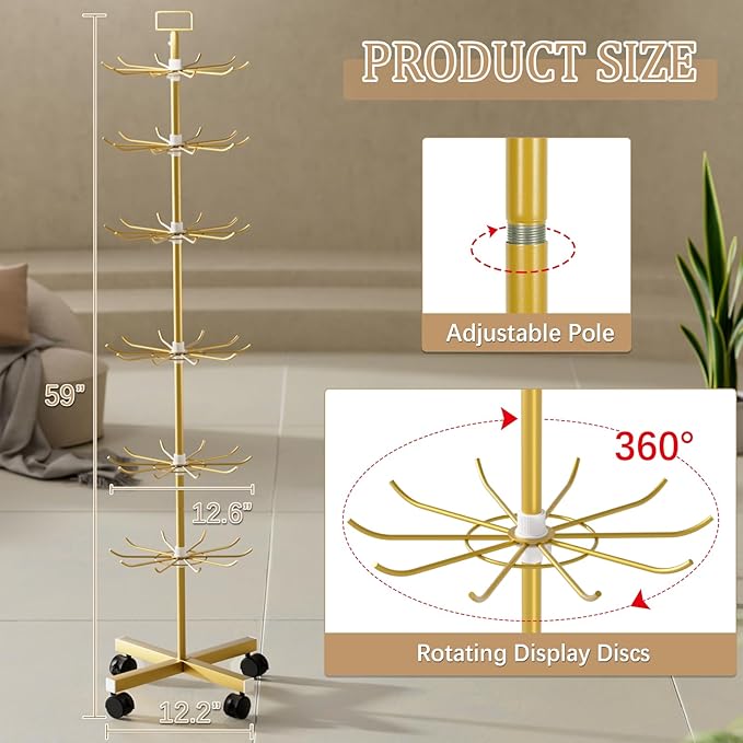 Exttlliy Retail Display Stand Store Display Rack 6 Tier Metal Spinning Display