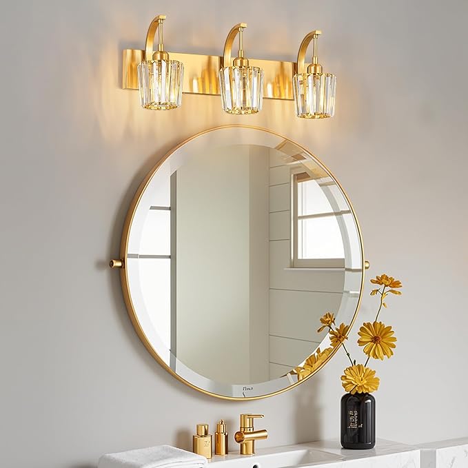 FDPBY Modern Bathroom Vanity Light, 3-Light Gold Wall Sconce