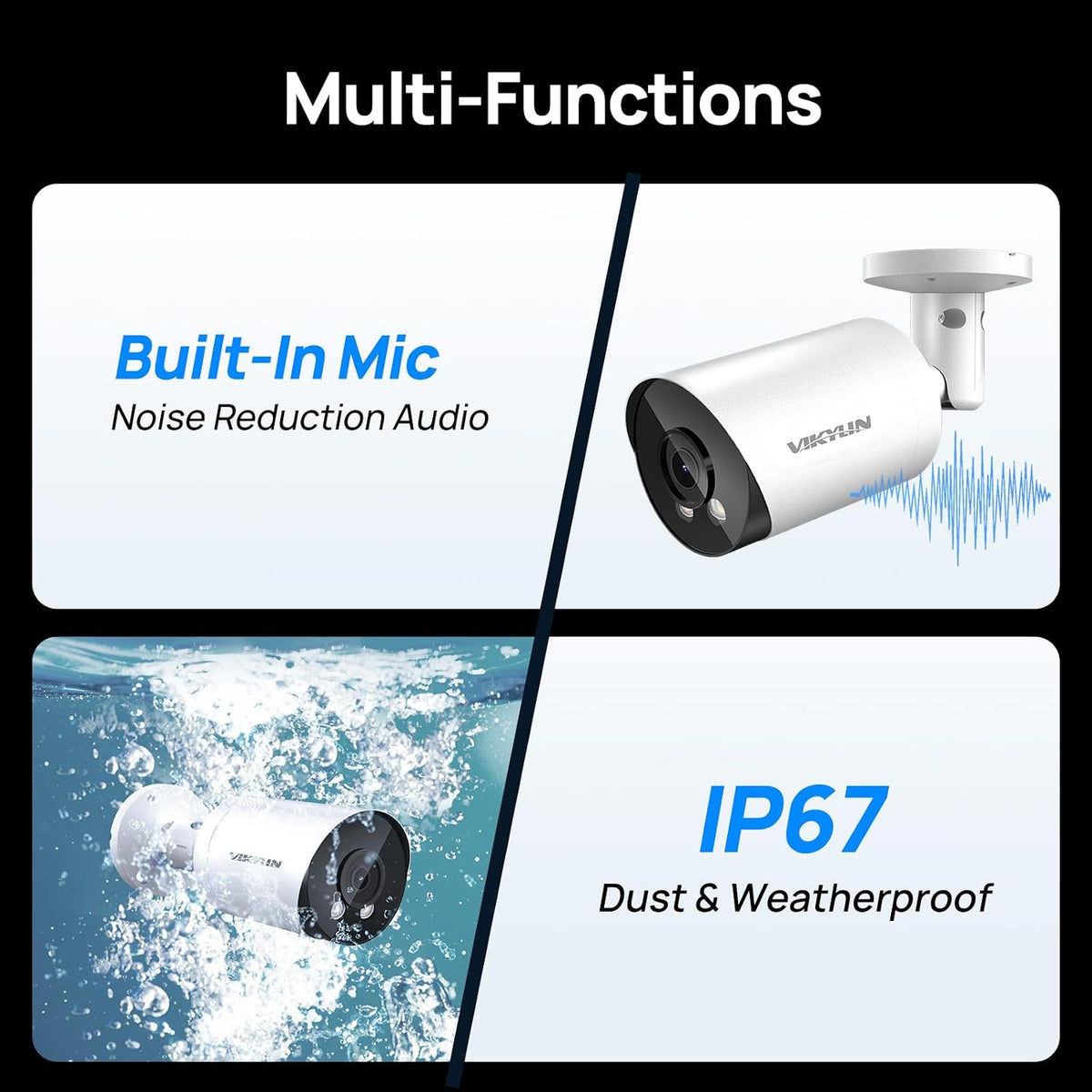 vikylin 4k 8mp starlight poe ip camera outdoor, side view