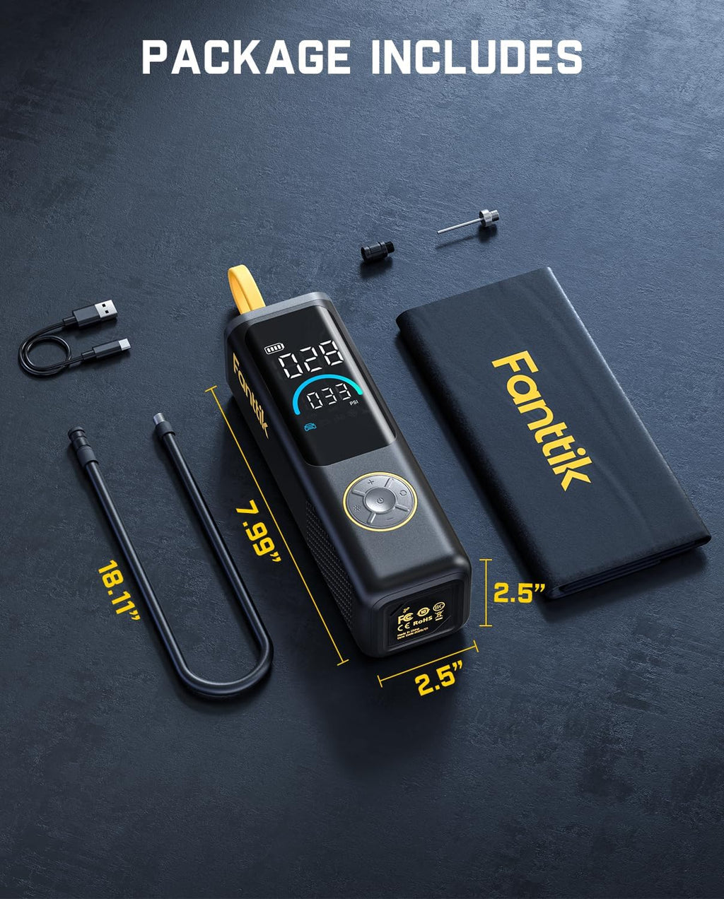 Fanttik X9 APEX Portable Air Compressor for Car Tires, 35s Fast Inflation