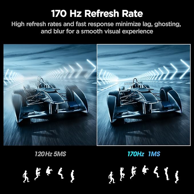 KOORUI 32 inch Curved Gaming Monitor, QHD 2K 170Hz 144Hz Monitor, 1ms 1500R