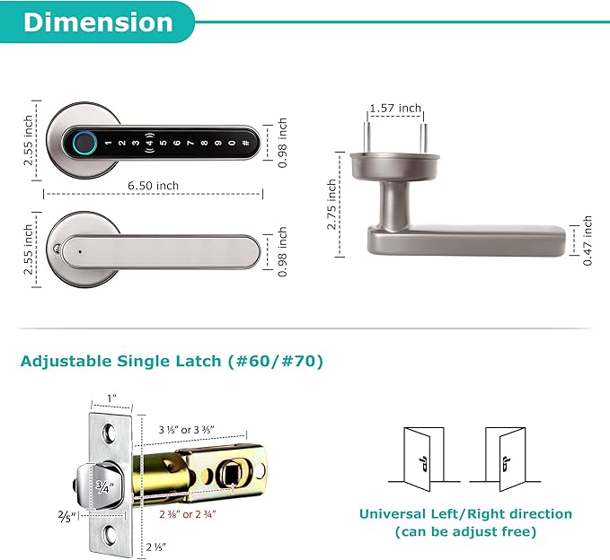 Smart Lock, CATCHFACE Fingerprint Door Lock TTLock Smart Door Knob Smart Door