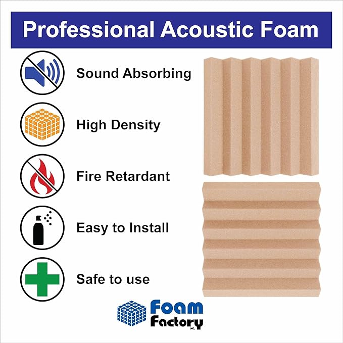 Foam Factory Inc 24 Pack Color Acoustic Foam Panel Studio Soundproofing Wedge