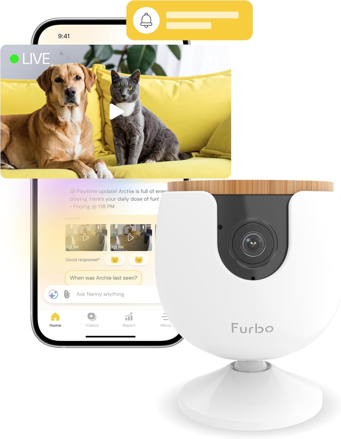 Furbo Mini Pet Camera Unlock Camera w/Paid Plan: Home Security