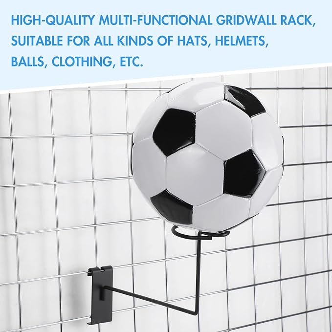 Blulu 12 Pcs Hat Displayer for Gridwall, Metal Hat Helmet Rack Retail Store