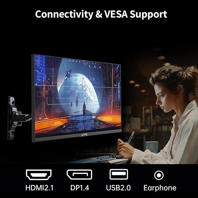 KTC 24 Inch QHD 2560x1440 IPS Computer Monitor, 100Hz Zero-Frame 2K Gaming