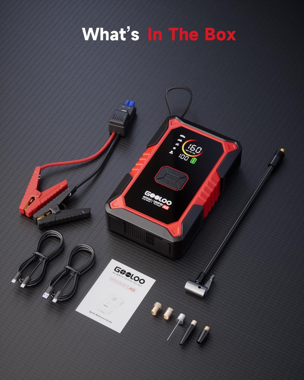 GOOLOO A5 Jump Starter with Air Compressor, 4000A Portable Jump Box