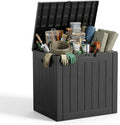 DRATO 35 Gallon Outdoor Storage Box Waterproof, Resin Small Deck Box, Black