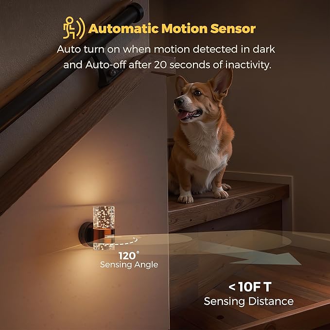 L LOHAS LED Motion Sensor Night Light, 2 Pack Wireless Rechargeable Wall