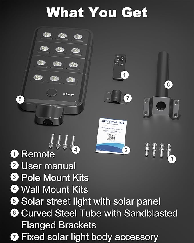 Ofuray Of-12600W Solar Street Lights Outdoor – 15W Super Bright 120LED
