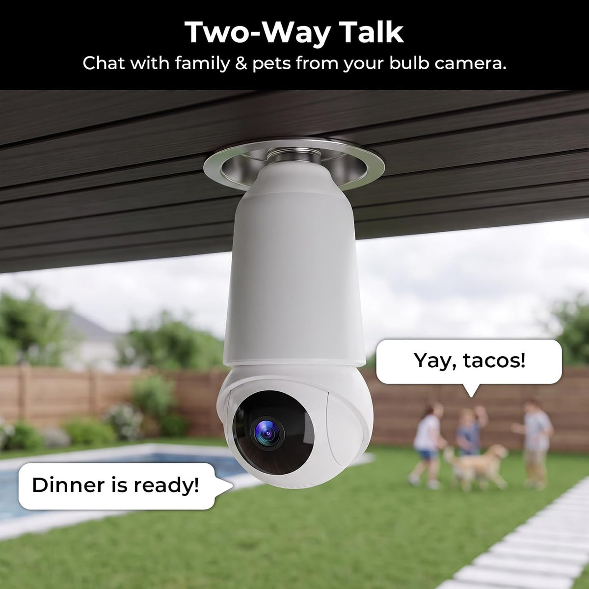 Light Bulb Security Camera -5G& 2.4GHz WiFi 2K Camera for Home Security, 1000-Lumen Dimmable Bulb Camera with Color Night Vision, Two-Way Talk, Motion Detection & Siren, 355°Pan Compatible with Alexa