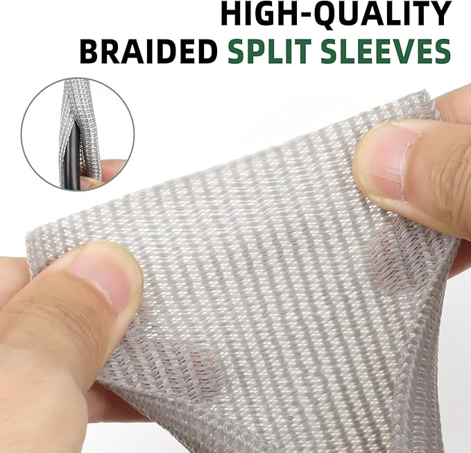 Split Wire Loom Tubing, Cable Protector Sleeve, Braided Cable Management