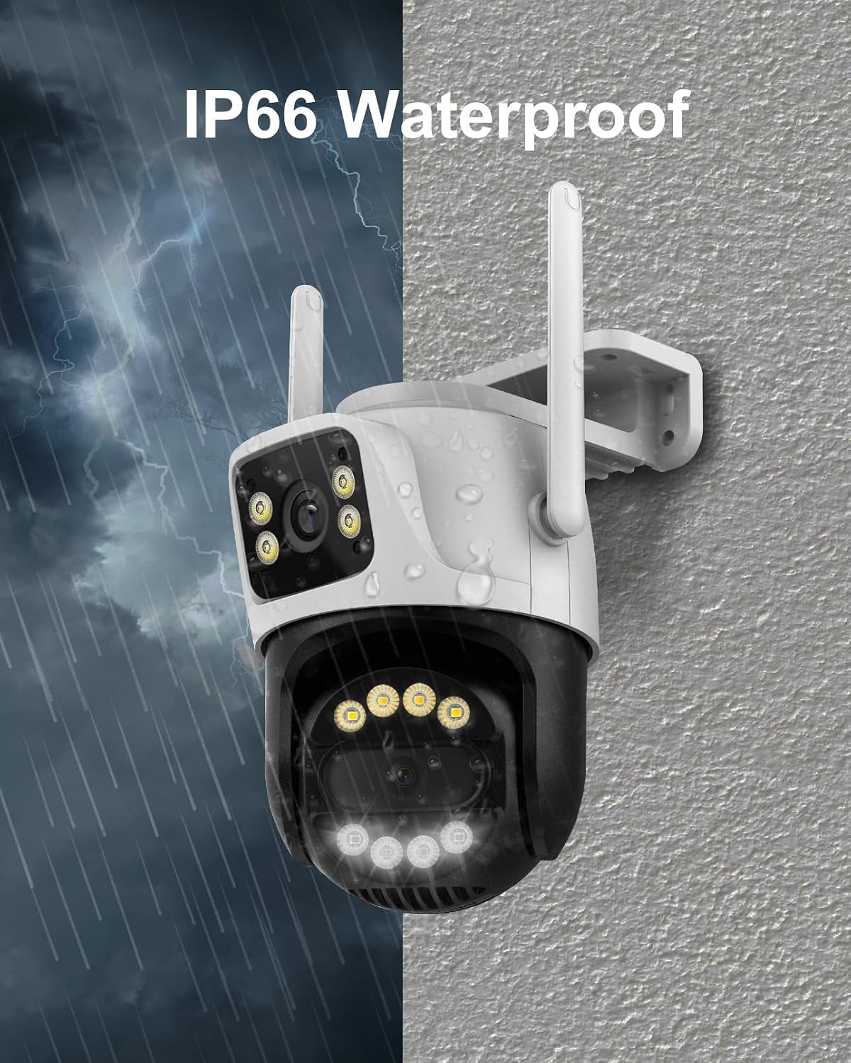 6mp dual lens 2.4ghz wifi security camera outdoor, front angle view