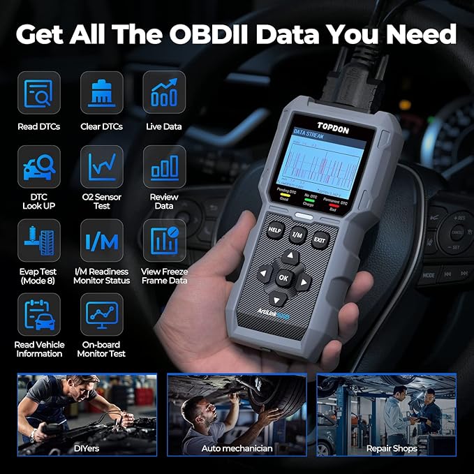 TOPDON AL500B OBD2 Scanner Battery Tester 2 in 1 Code Reader, Full OBDII