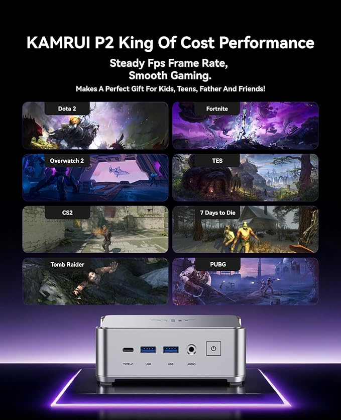 KAMRUI Pinova P2 Mini PC, Core i5-12600H, 16GB DDR4 512GB NVMe SSD Mini
