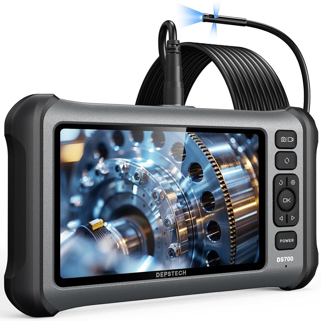 DEPSTECH 7" IPS Screen Borescope Camera with Light, Triple Lens, 16.5FT