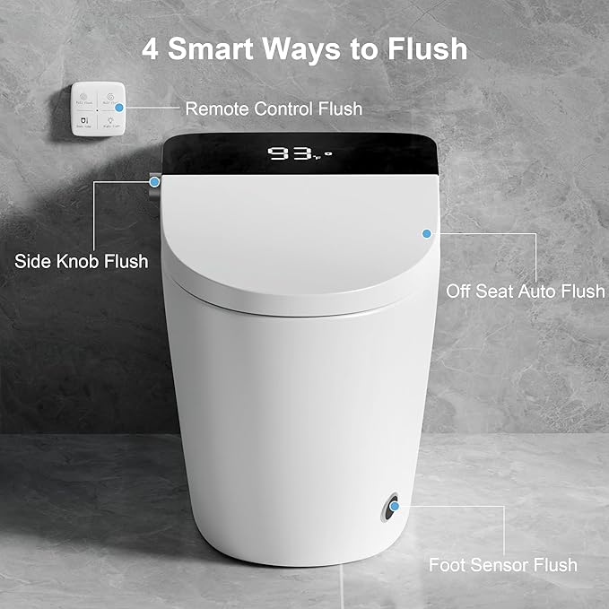 Smart Toilet with Elongated Heated Seat, Auto Flush, Manual Soft-Close Seat &