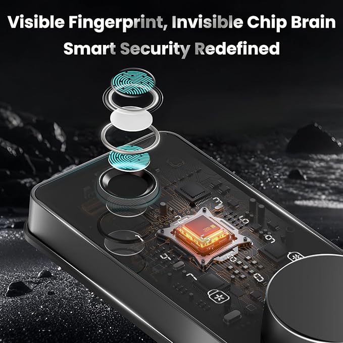 Biquole Smart Lock with Handles, Fingerprint Door Lock App Control, Keyless