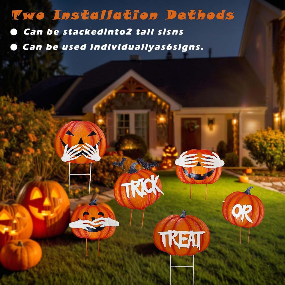 2Pack Glow in The Dark Halloween/Thanksgiving Garden Stakes – Stacked Pumpkin...