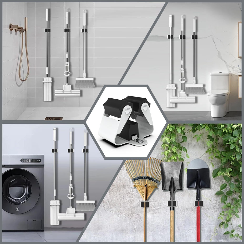 3-h broom holder wall mount 30 pack, stainless showing dimensions