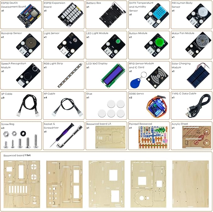 LAFVIN IOT ESP32 Smart Home Starter Kit Supports Voice Recognition and App