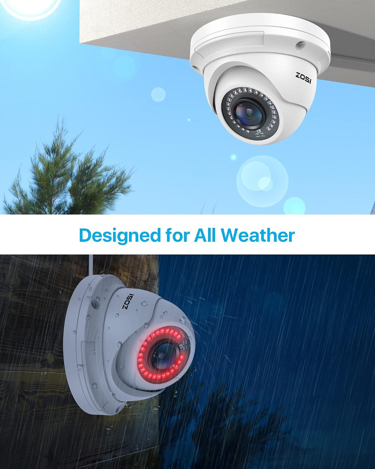 ZOSI 16CH 4K POE Security Camera System Night Vision, 10 x 5MP PoE Cameras