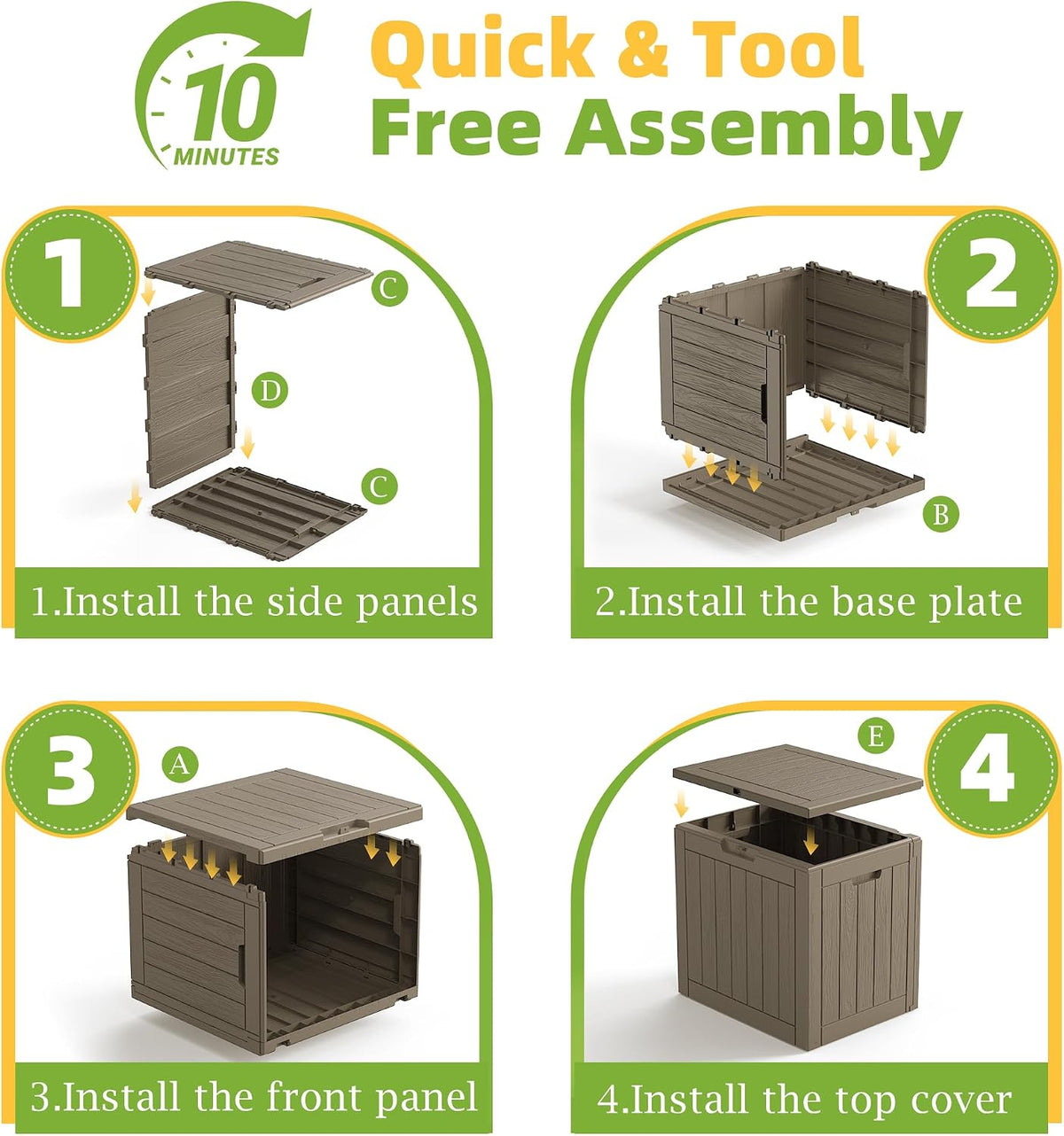 rojik 40 gallon resin deck box, lockable waterproof, package contents