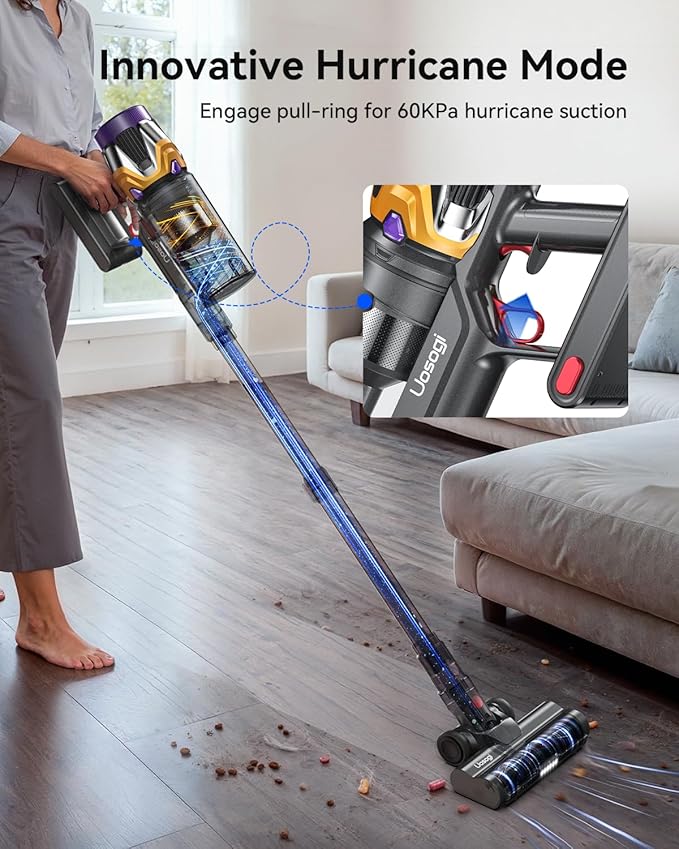 Cordless Vacuum Cleaner, Upgraded 55KPA 650W 70Mins Stick Vacuum