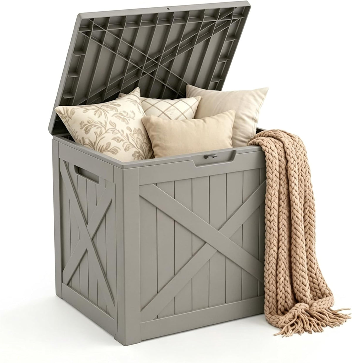 Mars Villa 31 Gallon Deck Box, Outside Bin, Outdoor Storage Box, Grey