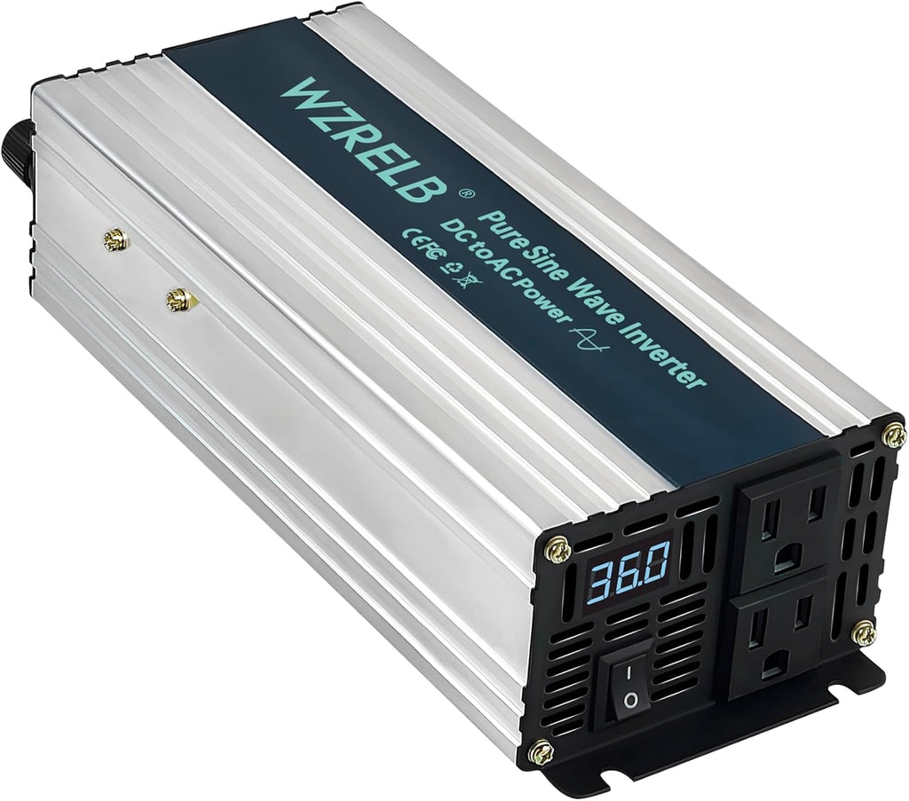 WZRELB 1000W Pure Sine Wave Inverter 36V DC to 110V 120V AC Power Converter