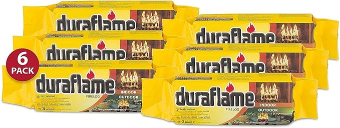 Duraflame 4.5 Pound 3 Hour Long Burn Time Indoor Outdoor Quick Light Fire Log (18-Pack)