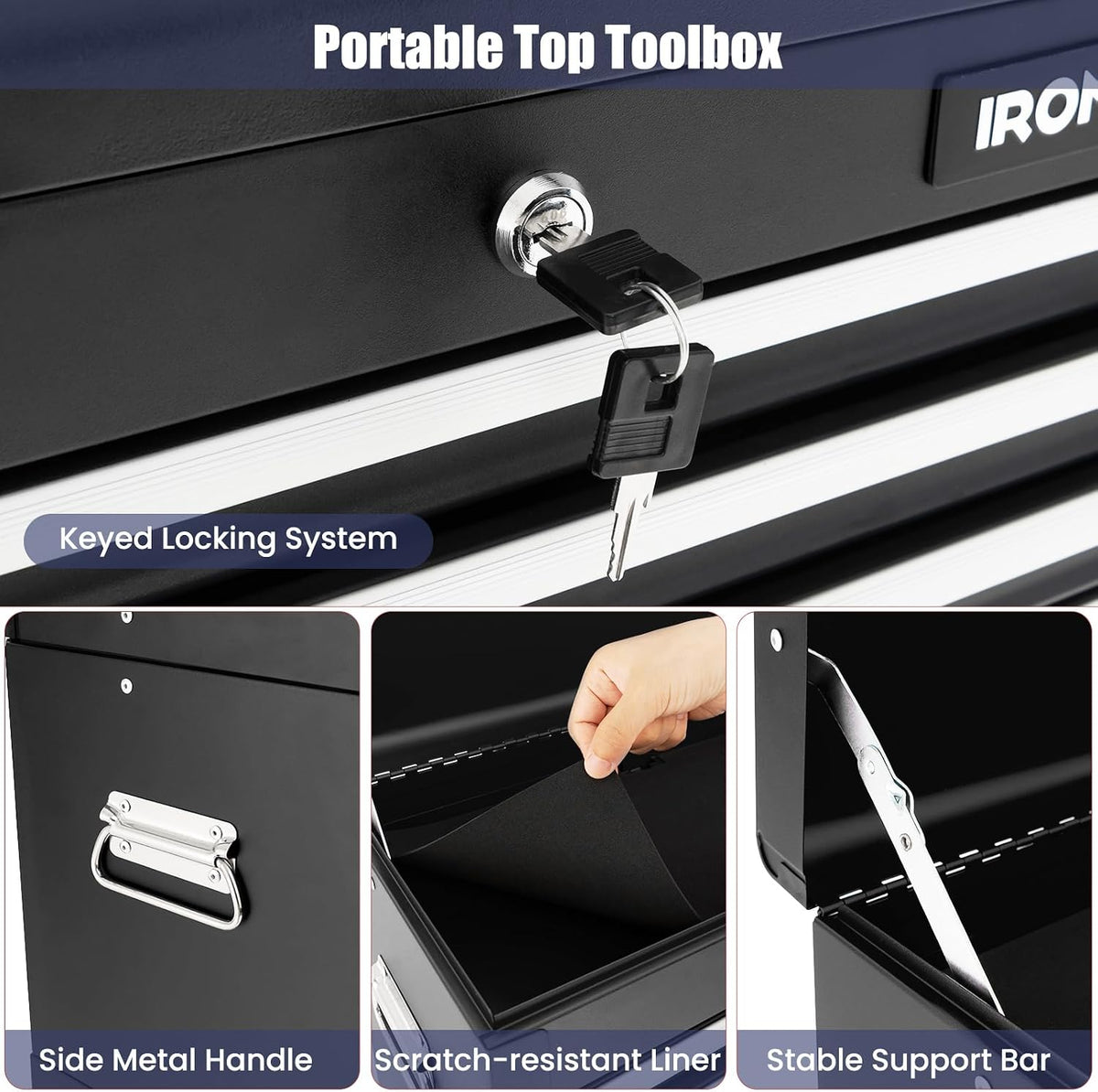 ironmax 6 drawers rolling tool chest, 2 in, package contents