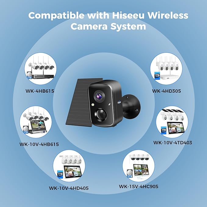 Hiseeu Security Cameras Wireless Outdoor, PIR/AI Motion Detection, Waterproof (4pcs)