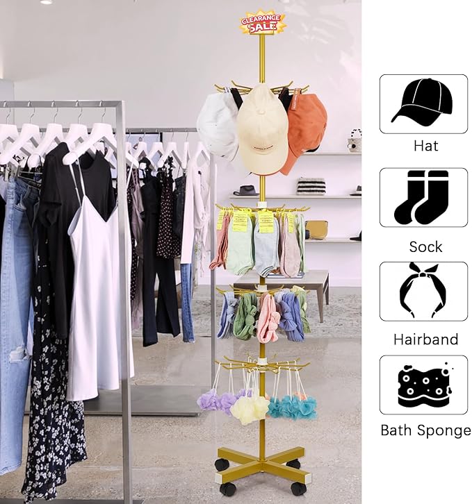 Exttlliy Retail Display Stand 5 Tier Metal Spinning Display Rack