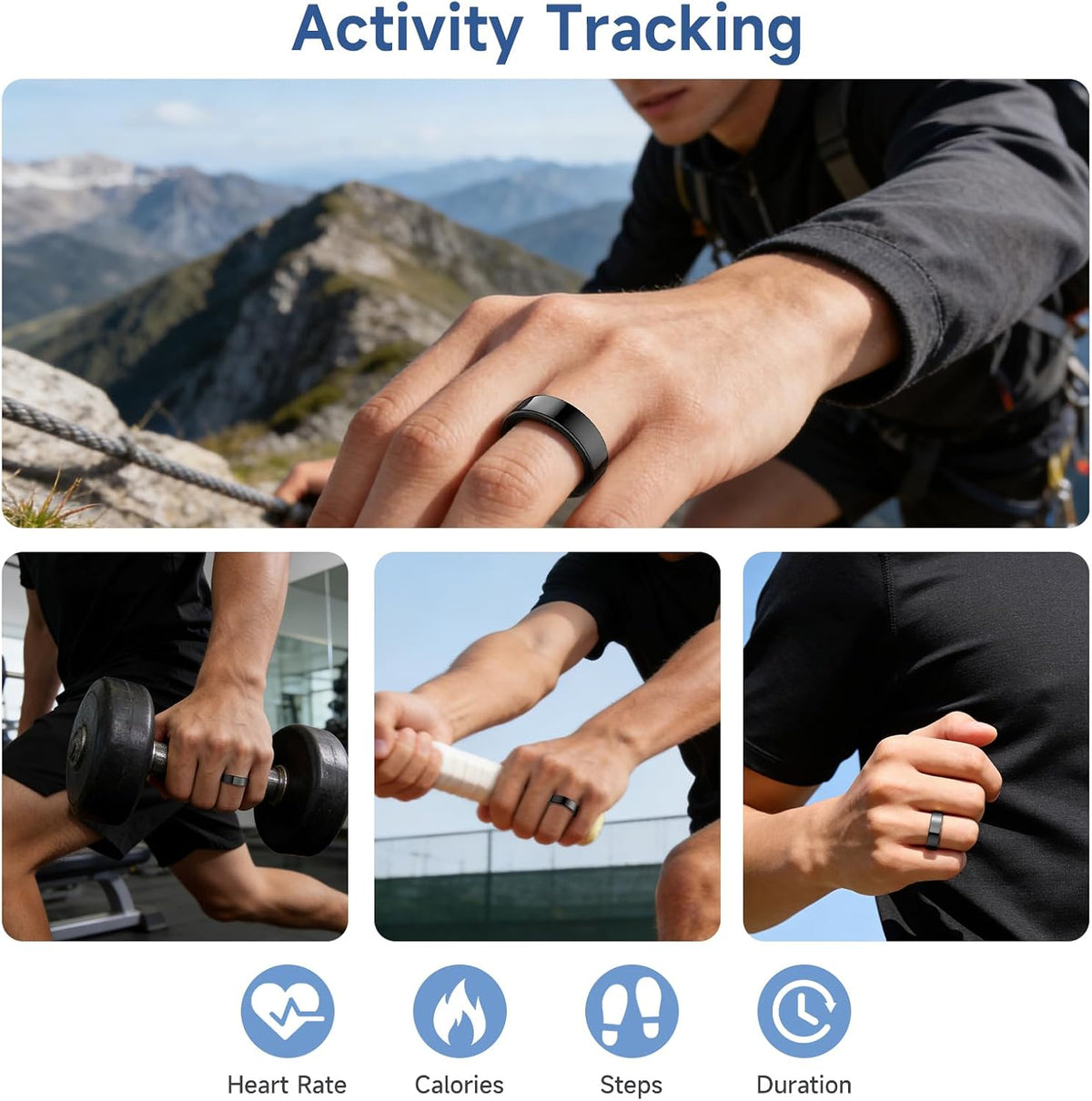 smart ring for women men, health tracker, fitness showing dimensions