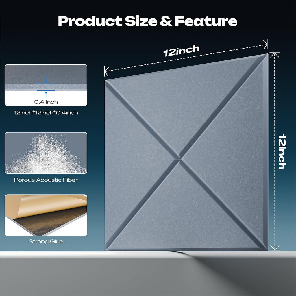 sonicism 22 pack x-lined acoustic panels, close-up detail