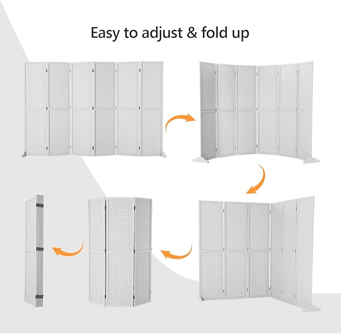 Bonnlo 4/6 Panel Pegboard Freestanding, 5 FT Portable Display Board Organizer