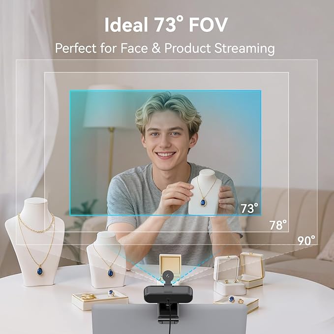 EMEET C60E 4K Webcam for Streaming & Gaming – PDAF Autofocus, Dual Mics