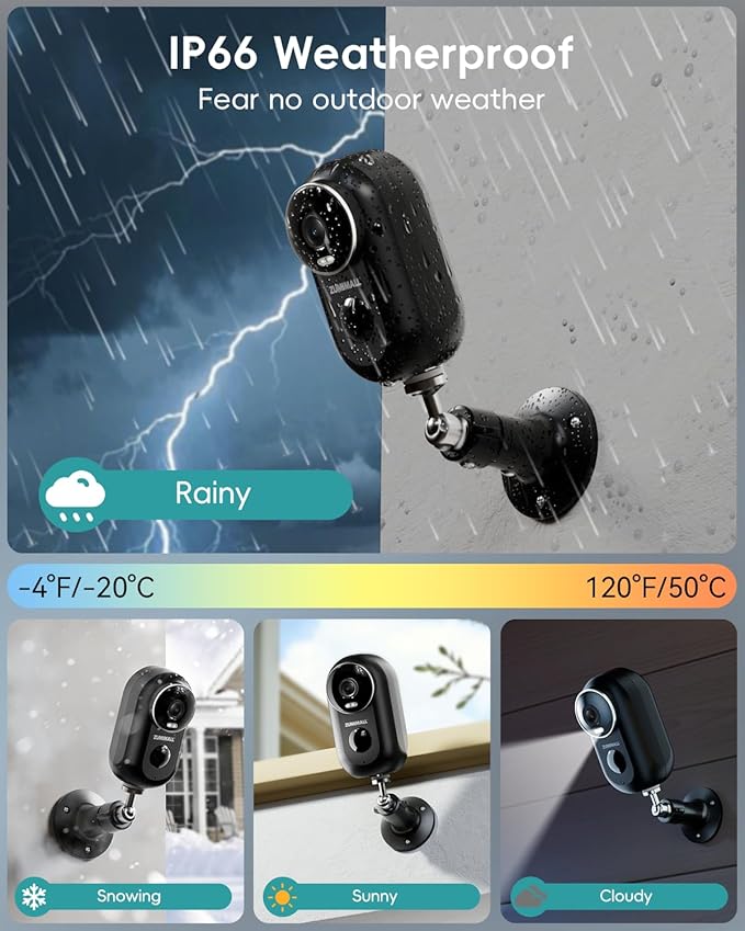 ZUMIMALL Security Cameras Wireless Outdoor, 4 Packs, 2K Cameras