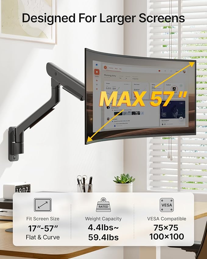 monTEK Heavy-Duty Single Monitor Wall Mount