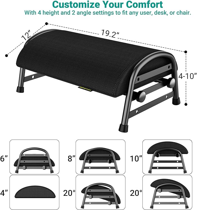 YEASHEIN Adjustable Foot Rest for Under Desk at Work, Ergonomic Under Desk