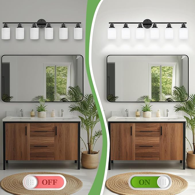 Guliaofo 6-Light Bathroom Light Fixtures, Vanity Lights