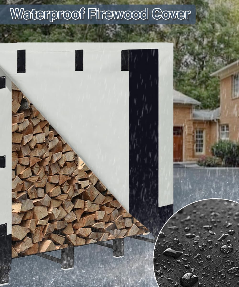 8ft firewood rack cover for wood holder, waterproof on a desk or shelf