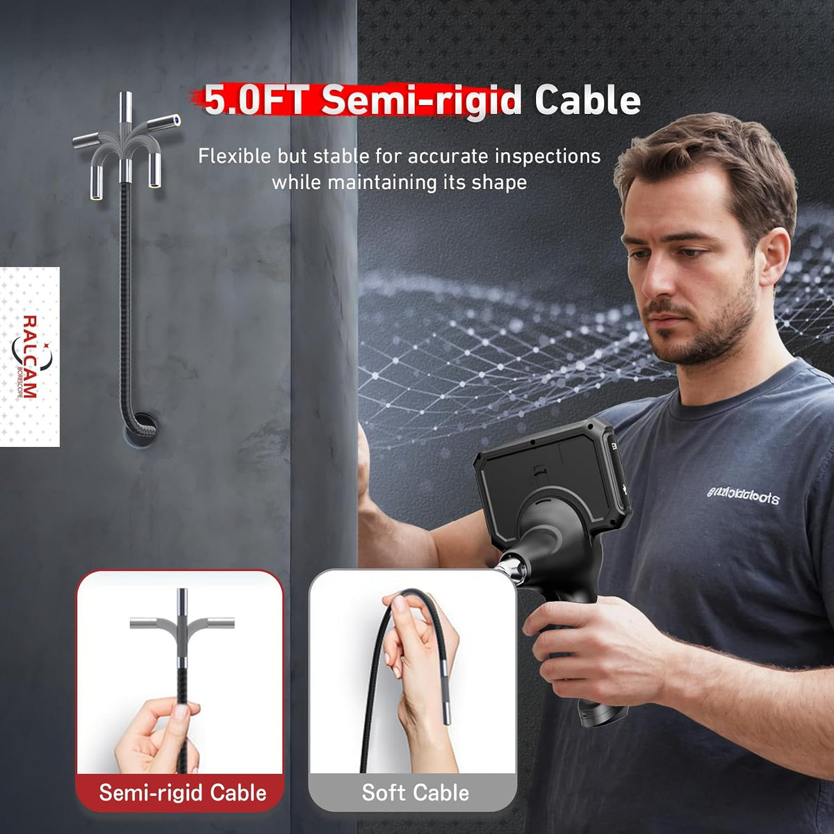ralcam 4-way 360° articulating borescope for mechanic automotive, package contents