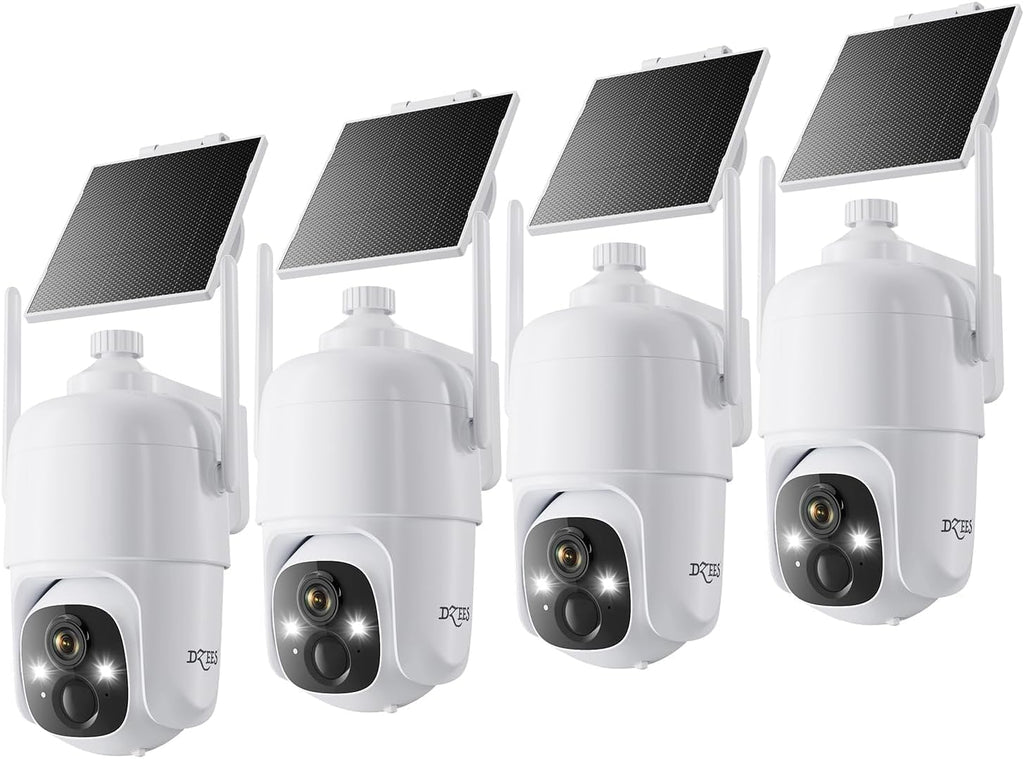 Dzees Solar Security Cameras Wireless Outdoor, 2K Battery Powered Security (4 Pack)