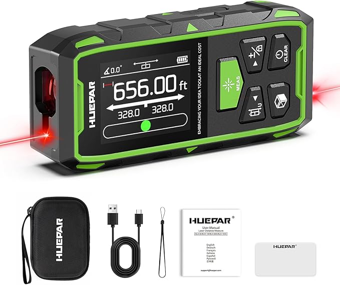 656ft/200M Dual Laser Distance Measuring Tool, Huepar Professional Rechargeable