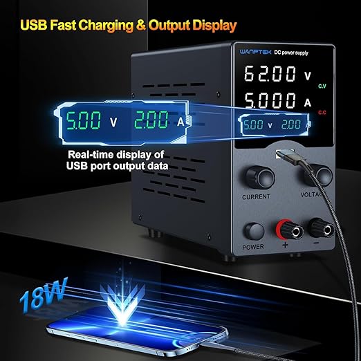 Wanptek DC Power Supply Variable 62V 5A, Bench Power Supplies