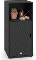 Tangkula Rattan Outdoor Storage Cabinet with 3 Storage Shelves