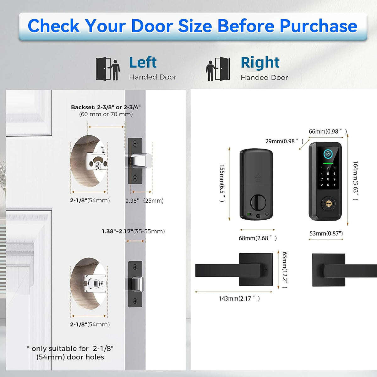 keyless entry door lock with handle set,smart front on a desk or shelf