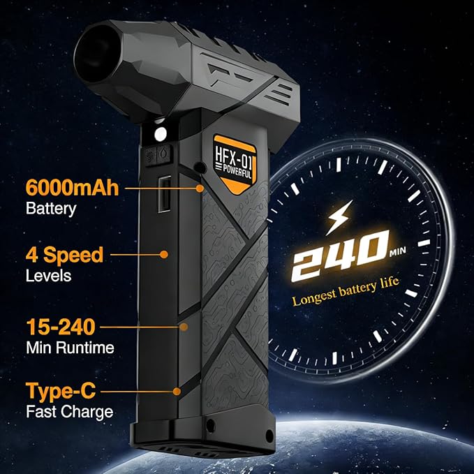 PURECOTERA Powerful Car Vacuum Cleaner, Compressed Air Duster - 6000 mAh